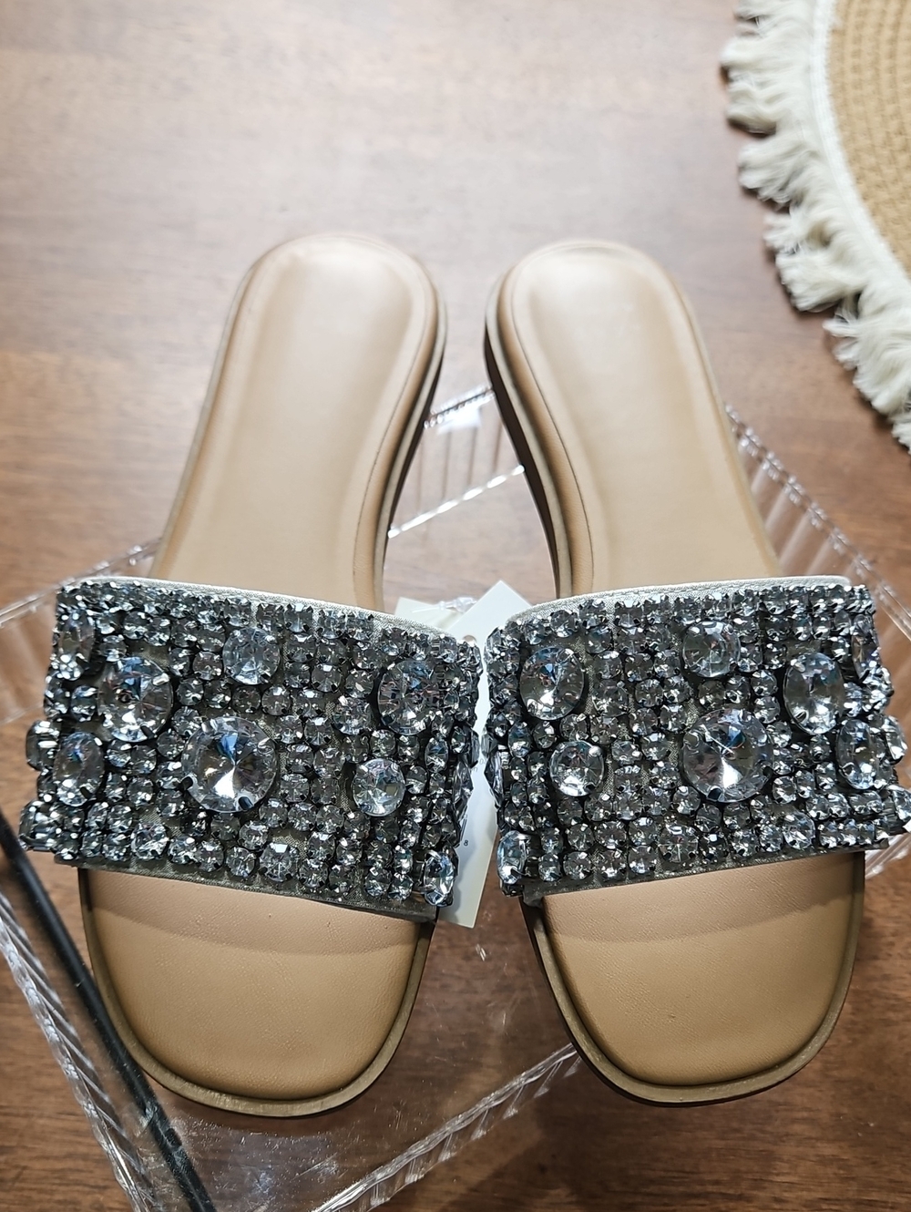 a new day Silver Crystal Embellished Slide Sandals